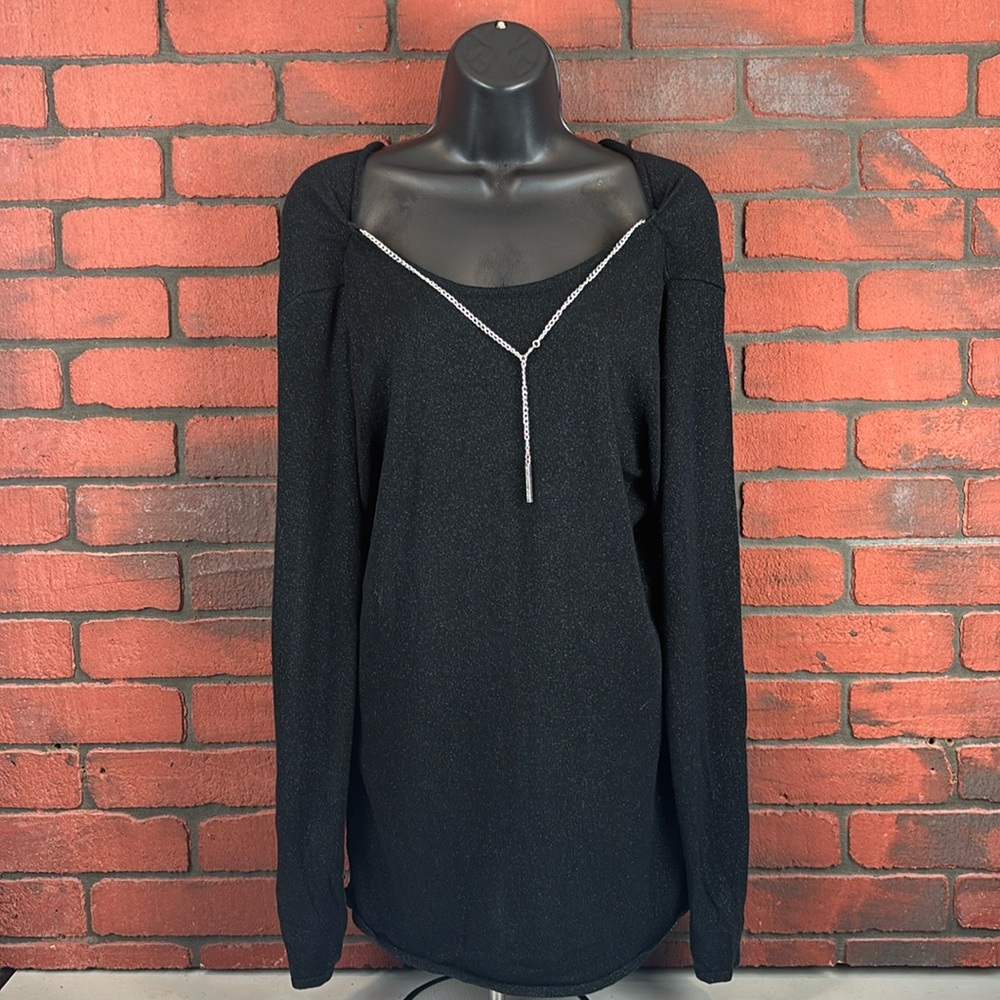 Michael Kors Shirt Womans Medium Black Long Sleeve‎